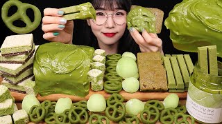 녹차 그린티🟢녹차밀크스프레드 케이크 브라우니 찹쌀떡 초콜릿 먹방~! MATCHA GREEN TEA DESSERT CAKE BROWNIE RICE CAKE ASMR MUKBANG