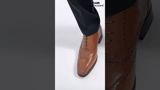 6CM/2.36 Inches CMR CHAMARIPA Classic Brown Leather Wingtip Oxford Elevator Shoes