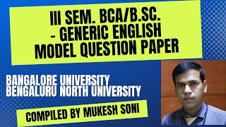 3rd Sem. BCA/B.Sc.English Model Question Paper- BU/BNU