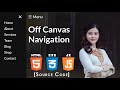 Off canvas navigation bar Using HTML CSS JS | Web Designing Tutorial 2021