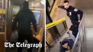 Terrified New York City commuters trapped with live shooter as fight gets out of control