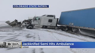 A Jackknifed Semi Hit An Ambulance In Limon