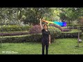 129x88cm rainbow spinning silk flag poi