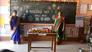 Bagless day. Preparation of fruit salad. in govt. english medium school.14-12-19