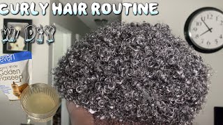 Natural Curly Hair Routine For Men & Women  | W/ DIY Flaxseed Gel