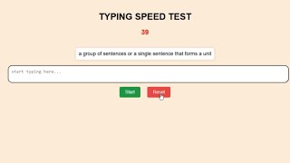 typing speed test in JavaScript | web development