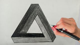 How To Draw An Impossible 3d Triangle ! Optical Illusion Drawing ! 3d Trick Art On Paper