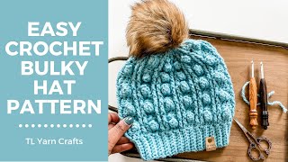 EASY CROCHET HAT VIDEO TUTORIAL [Chunky crochet hat with bobbles & cables]