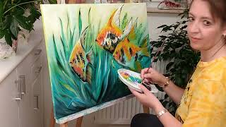 SKALARE 🐠 Acrylmalerei Christiane Schwarz 🐠 Fische malen mit Acrylfarben 🐠 painting scalars