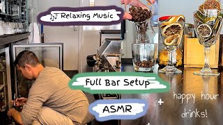 Bartenders opening shift VLOG✨| My Full Bar Setup🍸🫒 [asmr] + happy hour drinks!