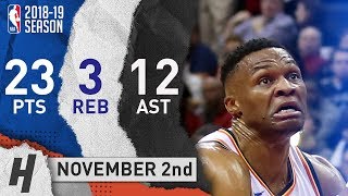 Russell Westbrook Full Highlights Thunder vs Wizards 2018.11.02 - 23 Pts, 12 Ast, 3 Rebounds!
