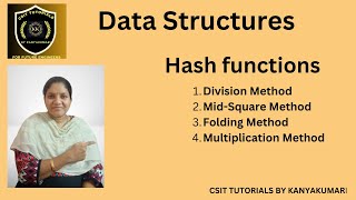Hash Functions in hashing, Hashing in data structures, Types of hash functions, division method
