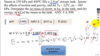 Calc exergy of steam in storage tank