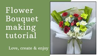 Flower bouquet making tutorial/ step by step/ ပန်းစည်းပြုလုပ်နည်း အဆင့်ဆင့်