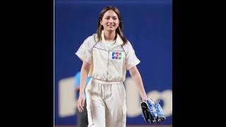 【中日】川口春奈が始球式「きょうをとても楽しみに」ダイナミックなフォームからワンバン投球