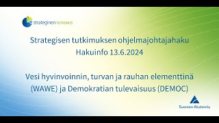 STN-ohjelmajohtajahaku, infotilaisuus 13.6.2024