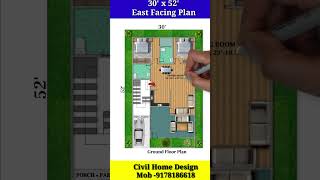 30 x 52 Home Plan | 30 x 52 House Design | 30 x 52 East Facing | #youtubeshorts  #viral #housedesign