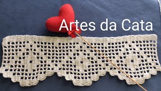 Bico em crochê #401 #artesdacata #bicoemcroche #barradoemcroche #panodepratocombicoemcroche