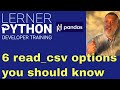 The six most important read_csv arguments in Pandas