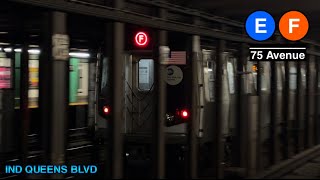 IND Queens Blvd: (E)(F) Exp and (F) Lcl Trains @ 75 Avenue