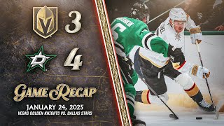 HIGHLIGHTS | Dallas Stars 4, Vegas Golden Knights 3 | Jan. 24, 2025