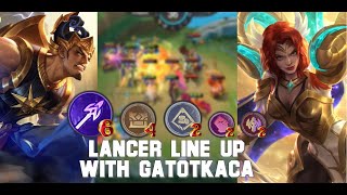 LANCER LINE UP WITH GATOTKACA - MOBILE LEGENDS / MAGIC CHESS / BEST COMMANDER / BEST SYNERGY