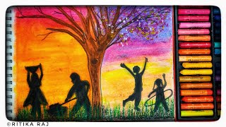 Child - Gift Of God : Easy Children's Day Oil Pastel Drawing || Learn Step by Step.