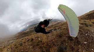 Speedflying at Soboba Flight Park in California (foggy day)