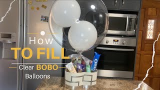 How to fill a clear bobo balloon for a gift box