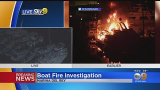 Boat Sinks After Catching Fire In Marina Del Rey