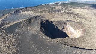 DJI Air 3S drone flight over Mount Mihara, Oshima, Japan, 2024-12-15