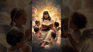 Jesus Christ Reading A Book to Beautiful Baby Angels #klingai #jesusislord #angels