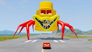 Epic Escape from Giant Mack Spider Head Eater | Lightning McQueen VS Mack Mutant Legs | BeamNG.Drive