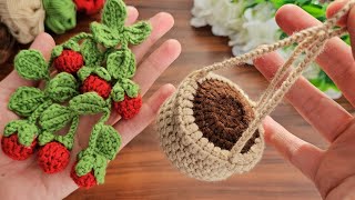 Wow!! How to make an eye-catching crochet home ornament?🌿 How to knit pots and leaves 🌿