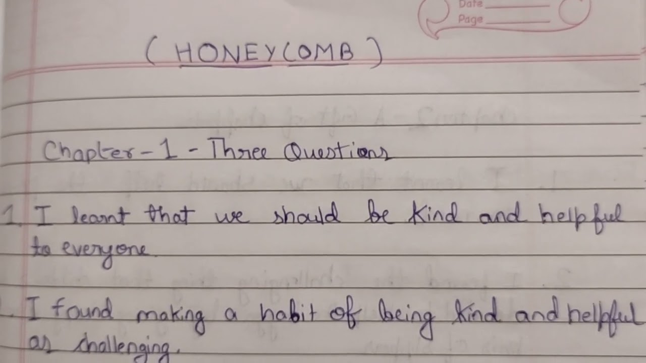 Class 7 Learner's Diary Chapter 1 Three Questions English Honeycomb ...