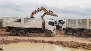 จัดหนัก จัดเต็ม CAT320D2 4 เสือ ดงรถบรรทุก เล่นอ่างเก็บน้ำ excavator EP.5275