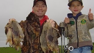 5 year old shooting gophers with bow on Varmit hunt starting youth hunters early PRACTICE