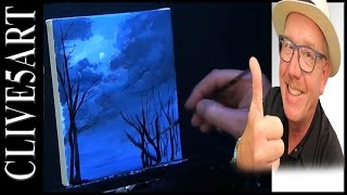 Easy Night Sky Lesson, Acrylic painting for beginners