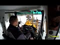 jcb 4cx eco pushing snow backhoe cab view