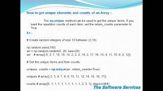 19 Finding Unique elements & Counts in an Array