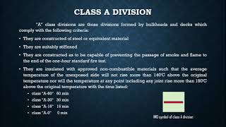 Classes of Division as per SOLAS