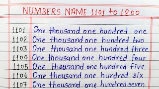 Numbers name 1101 to 1200 // Numbers in words 1101 to 1200 in English // 1101 to 1200 Number names