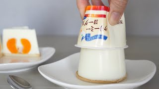 カップそのまま まるごとフルーツレアチーズケーキ Fruits No-bake Cheesecake as it is in a container without a mold