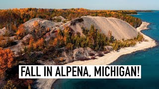 Fall In Alpena Michigan \u0026 Lake Huron Coast! Waterfalls, Sinkholes, Lighthouses \u0026 Fall Colors!