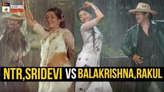 Sr NTR and Sridevi VS Balakrishna and Rakul Preet | Aaku Chatu Video Song | NTR Kathanayakudu Movie