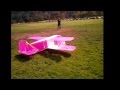 13 foot homemade pink RC biplane 4 piece assembly