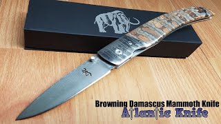 BROWNING DAMASCUS STEEL BLADE LINERLOCK MAMMOTH TOOTH HANDLE FOLDING KNIFE 0242