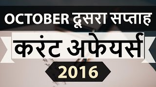 (Hindi) October 2016 2nd week current affairs MCQ (SSC,UPSC,IAS,SI,IBPS,RAILWAYS,bank,PSC,CLAT,RRB)