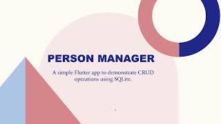 Person Manager - CRUD Operations in Flutter + SQLITE