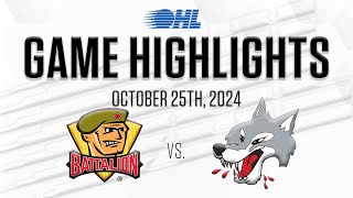 OHL Highlights: North Bay Battalion @ Sudbury Wolves Oct. 25, 2024